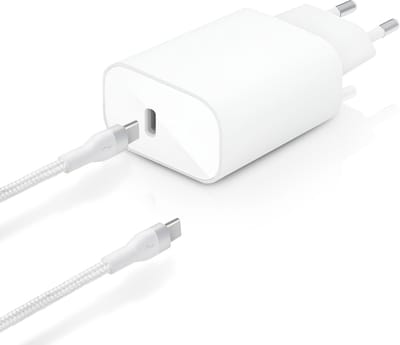USB-C Adapter 25W met USB C Kabel - 1 Meter - Snellader - Geschikt voor Apple iPhone 15, 16, iPad Air, Pro en Samsung Galaxy - Snel Oplader