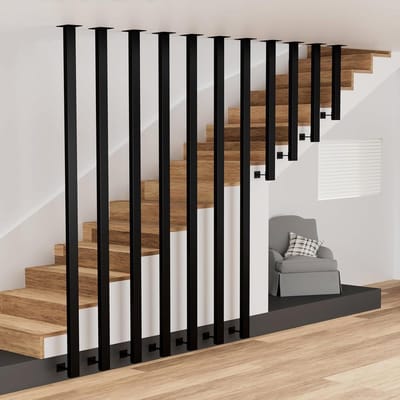Metalen Leuning - Traphek - Veilig Traplopen - Industrieel Design - 120 cm - Zwart