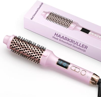 Krulborstel 38 mm Ionisch Glad en Volumineus Haarresultaat - Fohnborstel met 5 Warmtestanden Professionele Stylingcontrole | Voor Volume en Pluisvrij Haar - Roze