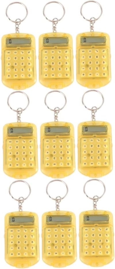 Mini Rekenmachine - Sleutelhanger Calculator - Dagelijkse Berekeningen - Compact Formaat - 9 Stuks - Willekeurig