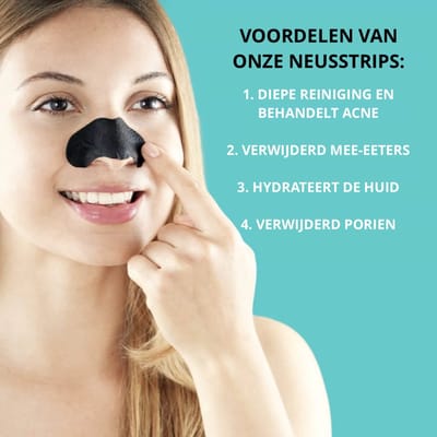 Neusstrips - Diep Reinigend - Houtskool - Mee-eters Verwijderen - Blackhead Removal - Verstopte Poriën - Peeling Nosestrips - Zwart
