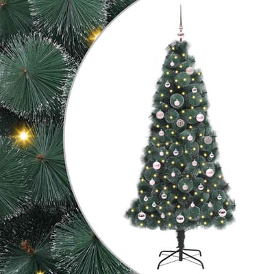 vidaXL - Kunstkerstboom - met - verlichting - en - ballen - set - Groen - 150 - cm - PET
