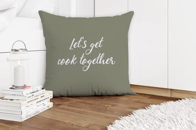 Sierkussens - Kussentjes Woonkamer - 60x60 cm - Spreuken - Let's get cook together - Quotes - Koken