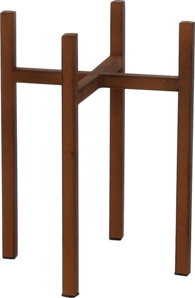 Mica Decorations - bloempot plantenpot standaard / verhoger - roestbruin - B16 x H25 cm - metaal