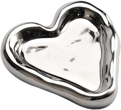 Sieraden Dienblad - Opbergbakje Hart - Sieraden Opbergen - Elegant Keramiek Ontwerp - 2 Stuks - Zilver