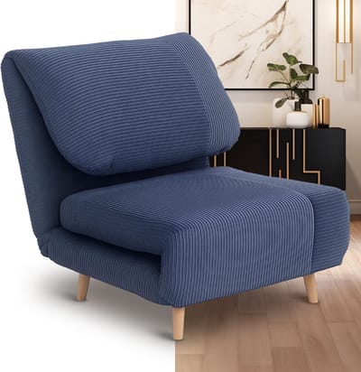 Slaapstoel - Uitklapbaar - Slaapbank - Logeerbed - Zetelbed - Slaapfauteuil - Vouwbed - 1 persoons - Zeer comfortabel - Blauw
