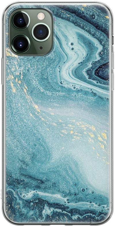 Leuke Telefoonhoesjes - Hoesje geschikt voor iPhone 11 Pro Max - Marmer blauw - Soft case - TPU - Marmer - Blauw