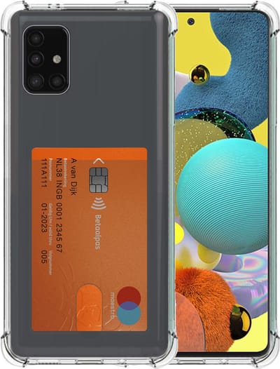 Smartphonica Telefoonhoesje Geschikt voor Samsung Galaxy A51 5G met Pasjeshouder Doorzichtig Siliconen - Transparant TPU Shockproof Backcover Case with Card Slot geschikt voor Samsung Galaxy A51 5G