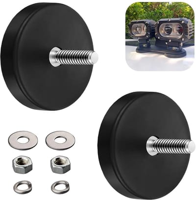 Dailygoods- Neodymium Magneten 2 Stuks - Ø 66 mm - Magneten met Schroefdraad - Antislip Rubberen Mantel - Roestvrij Staal - Sterke Tractie - Potmagneet