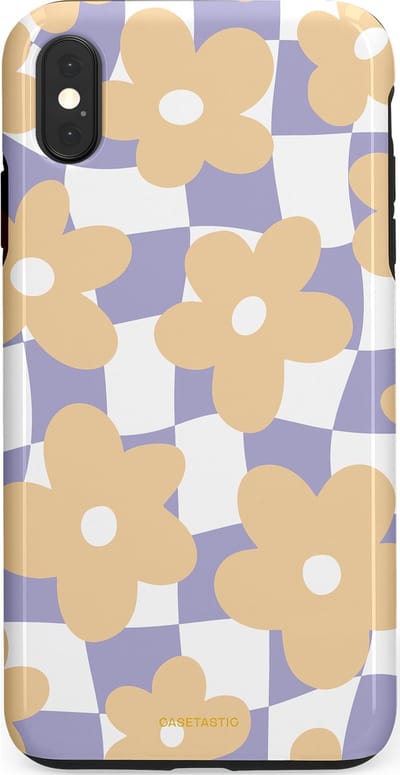 Casetastic hoesje geschikt voor Apple iPhone XS Max - Dubbellaagse bescherming - Madeliefjes feest - Fashion Case - Zand Wit Lila Zilver