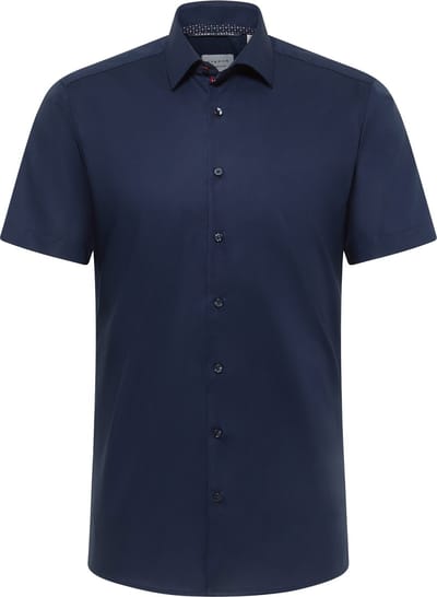 ETERNA slim fit overhemd korte mouw - popeline - donkerblauw - Strijkvrij - Boordmaat: 43 (EU maat: XL)