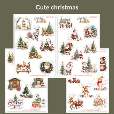 Bullet Journal Stickers - Planner Agenda Stickers - Cute christmas stickers - 4 stickervellen - Kerst - Scrapbook stickers - Deco stickers - rood stickers - volwassenen en kinderen