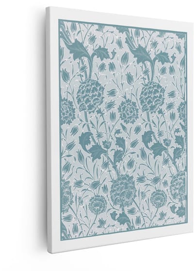 Artaza Canvas Schilderij Bloemen - 40x50 cm - Wanddecoratie William Morris - Muurdecoratie Vintage - Decoratie Woonkamer - Blauwgroen
