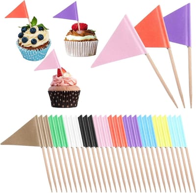 100 Stuks Lege Vlaggetjes voor Tandenstokers, Kleurige Cupcake Vlaggen, DIY Feestdecoratie en Party Accessoires