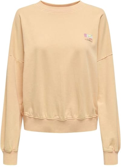 Only Onlinna Ls Washed O-neck Carael Crea | Oranje | Maat: M