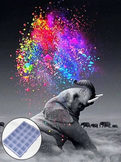 BJoy Diamond Painting 50x40 - Olifant met Kleuren Dieren