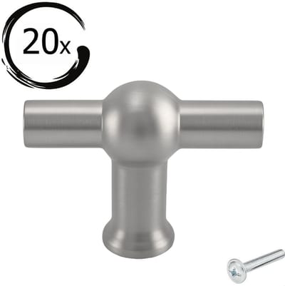 20X Kastknoppen T-Greep RVS - Kastknop - Meubelknop - T-Greep - deurknoppen voor kasten - Meubelbeslag - deurknopjes - Kansas