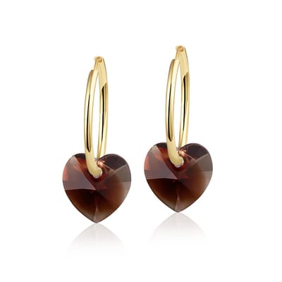 Montebello Oorbellen Claire HG37 - Swarovski Hart - 925 Zilver Verguld - Ø10mm - 20mm