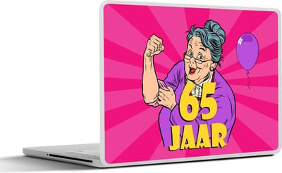 Laptop sticker - 12.3 inch - Vrouw - Jubileum - 65 Jaar - 30x22cm - Laptopstickers - Laptop skin - Cover