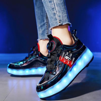 Kinderen's Wegloop Schoenen Vierwiel LED Licht Lichtgevende Schoenen Intrekbare Wegloop Schoenen Sport Student Katrol Schoenen Yo 40 blue
