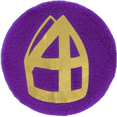 Pieten Button Met Mijter - Baretspeld - Paars