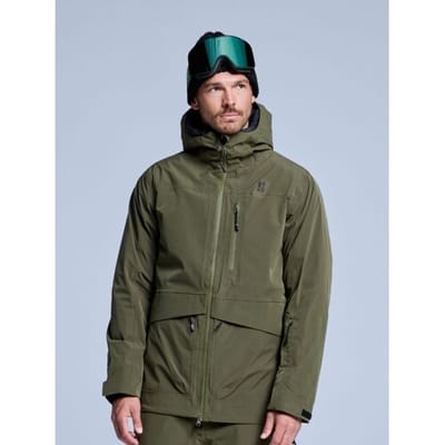 Poederbaas Ski-jas Heren - Freeride 3L Hardshell - Olive Green - Maat L