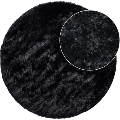 Hoogpolig tapijt Silvana zwart 80 cm rond