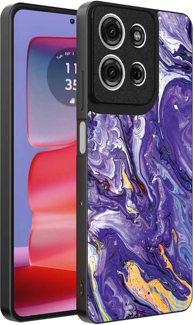 Geschikt voor Motorola Edge 50 Pro Telefoonhoesje met Paars Goud Marmer Opdruk - TPU Backcover Case Purple Gold Marble Design - Paars Goud - Smartphonica geschikt voor Motorola Edge 50 Pro