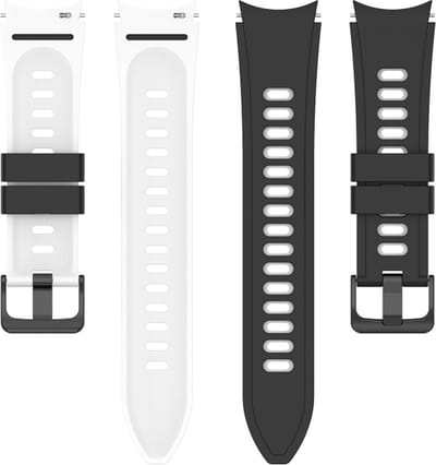 Siliconen bandje - geschikt voor Samsung Galaxy Watch 7 / Watch FE / Watch 6 / Watch 6 Classic / Watch 5 / Watch 5 Pro / Watch 4 / Watch 4 Classic - zwart-wit