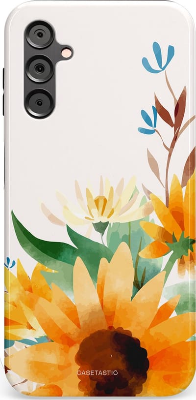 Casetastic Hoesje Geschikt voor Samsung A14 (5G/4G) - Stijlvolle Beschermende Duo-layer Case - Stralend geel