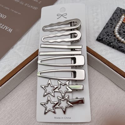 8 Stuks Zilver Metaal Haarclips Vrouwen Meisjes Y2K Eendenbek Haarpin Persoonlijkheid Pony Zijkant Hoofddeksel Speldjes Haarclip Styling Accessoires