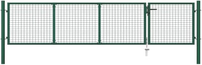 Tuinpoort Staal - Buitenhek Poort - Tuin Afscheiden - Roestbestendig Materiaal - 350 x 125 cm - Groen