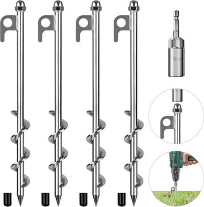 Robuuste spiraalvormige tentharingen 30,5 cm - Perfect voor tenten, trampolines, en meer