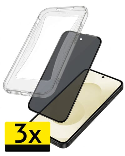 Anti-Spy Screenprotector - Geschikt voor Samsung Galaxy S25 - 3 Stuks - Met Installatie Kit - Flexibel Glas - Privacy Beschermglas - Tempered Glass - Screen Protector
