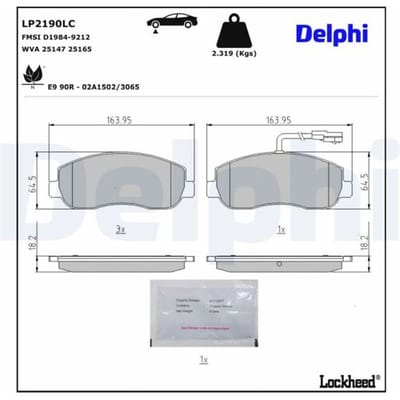 Remblokkenset, schijfrem DELPHI LP2190LC