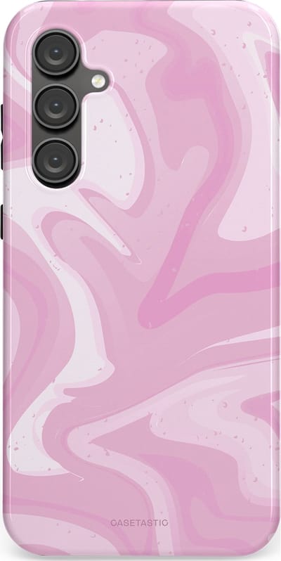 Casetastic hoesje geschikt voor Samsung Galaxy S23 FE - Dubbellaagse bescherming - Zoet Roze Marmer - Fashion Case - Lichtroze Wit