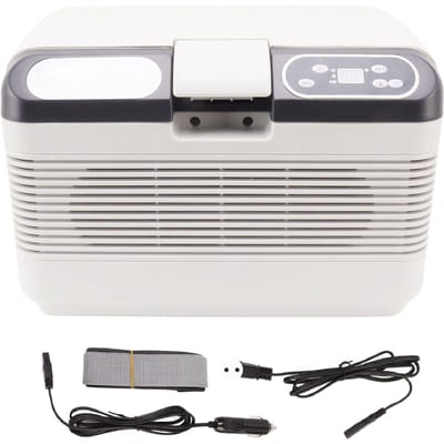 Auto Koelkast Aluminium ABS 12L Draagbare RV Elektrische Koelbox Vriezer voor Kamperen en Thuisgebruik EU gray