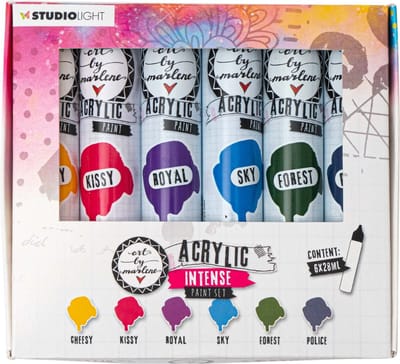 Acrylverf - Acrylaatverf - Acrylic Paint - Hobbyverf - Knutselen en Verven - Intense Paintset - Subtiele Zijdeglans - Dekkend - Art by Marlene Essentials - Nr. 106