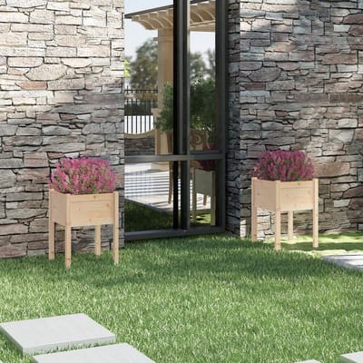 vidaXL - Plantenbakken - 2 - st - 50x50x70 - cm - massief - grenenhout