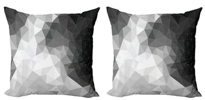 ABAKUHAUS Kussenhoezen Set – 2x50x50 cm – Dubbelzijdig bedrukt – Zwart/Lichtgrijs