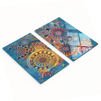 Stijlvolle en duurzame glazen borden met bedrukte geometrische patronen, 2x30x52 cm