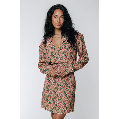 Colourful Rebel Nina Graphic Fan Mini Shirt Dress Vintage Pink Größe: XS | Minikleider Outlet | Damen | Rosa