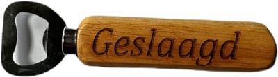 Bieropener - Flesopener -Hout & RVS-Vaderdag Cadeau - Vaderdag -Geslaagd