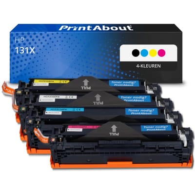 PrintAbout huismerk Toner 131X (CF210X) 4-kleuren Multipack Hoge capaciteit Geschikt voor HP