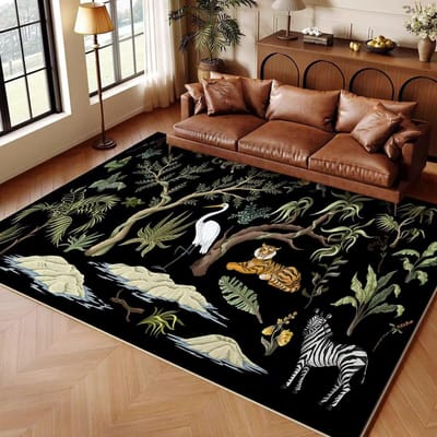 jungle Dier Cartoon Kind Tapijt Vloerkleed voor Huis Woonkamer Slaapkamer Bank Deurmat Decor Speelgebied Vloerkleed Scandinavisch Antislip Vloermat 160*230cm