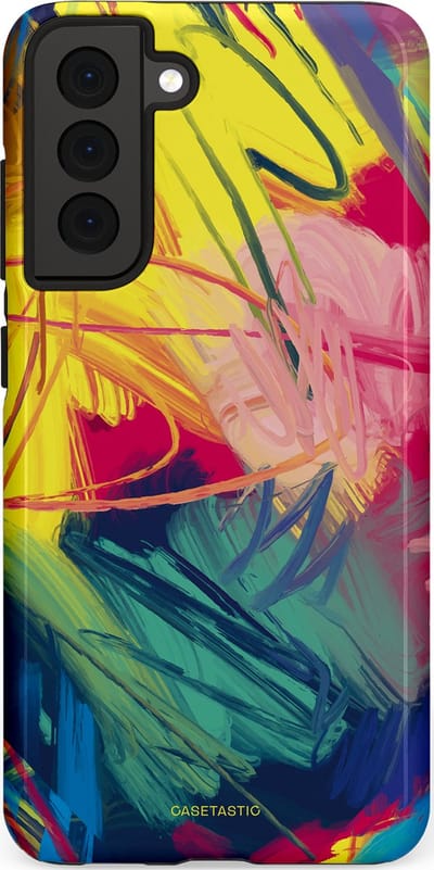 Casetastic Hoesje Geschikt voor Samsung S21 FE - Stijlvolle Beschermende Duo-layer Case - Kleurenstorm
