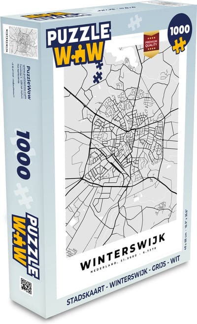 Puzzel Stadskaart - Winterswijk - Grijs - Wit - Legpuzzel - Puzzel 1000 stukjes volwassenen - Plattegrond