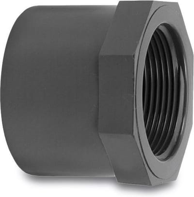 VDL Verloopring PVC-U 20 mm x 3/8" lijm spie x binnendraad 16bar grijs