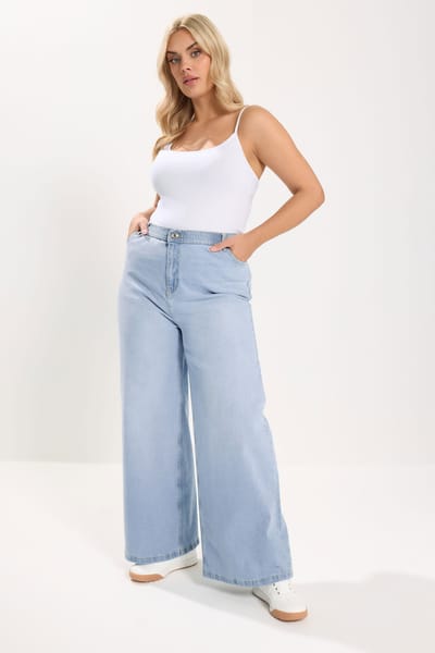 Yours Lichtblauwe Slouchy Jeans Met Wijde Pijpen Size Regular > 42