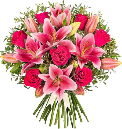 Roze boeket - Verse bloemen - Cadeau geven - Handgebonden - Groot formaat - Roze